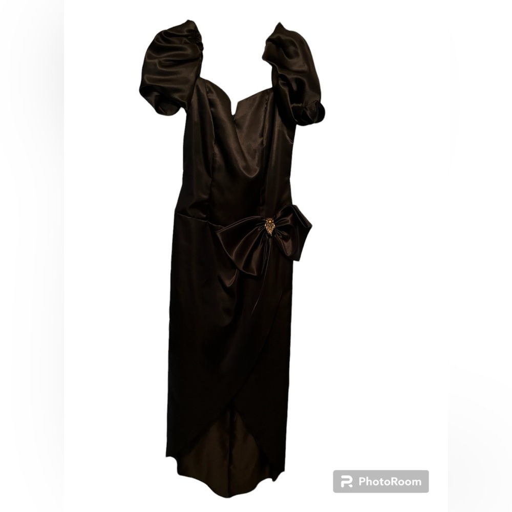 Alfred Angelou Black silk dress with bow